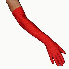 Red Satin Evening Gloves
